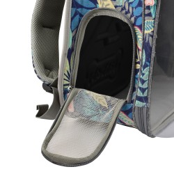 MOCHILA SPACE AZUL COM FLORES