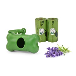 HALTER FÜR HUNDEKOTBEUTEL RECYCELT 2 ROLLEN je 15 BEUTEL AROMA