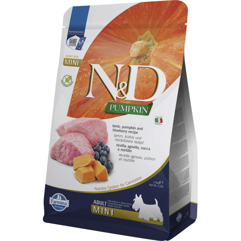 ND DOG ABÓBORA CORDEIRO BLUEBERRY ADULTO MINI 25KG