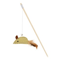 STICK WITH WICKER MOUSE AND FEATHER 40cm