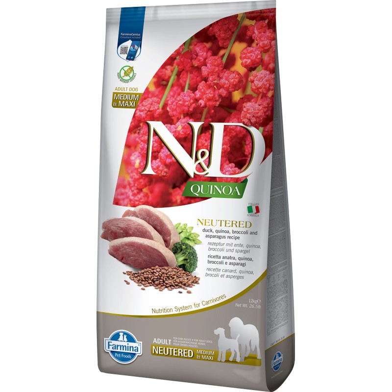 ND DOG QUINOA PATO BROCOLI Y ESPARRAGOS NEUTERED ADULT MEDIUM MAXI 12 KG