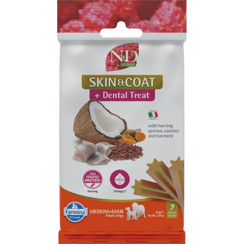 ND QUINOA SNACK DOG SKIN AND COAT ARENQUE MEDMAXI  7 STICKS