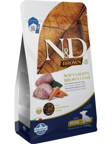 ND BROWN DOG CORDERO, ESPIRULINA Y ZANAHORIA CACHORRO MINI 1, 5 KG